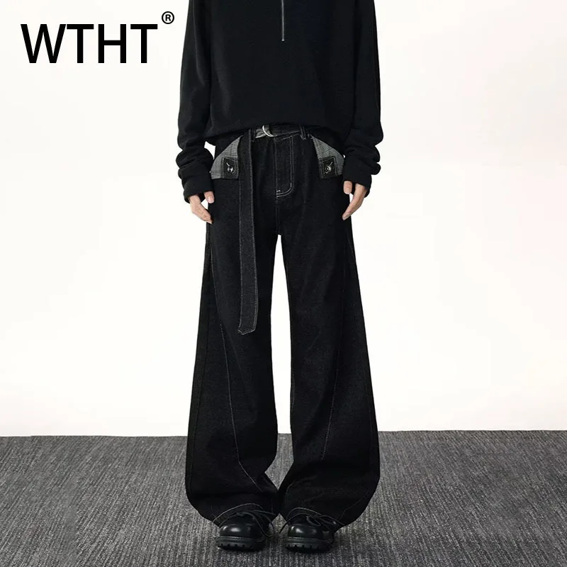 

WTHT модные мужские джинсовые брюки Deconstruct High Street, модные широкие джинсы в американском стиле, мужские, осень 2023, 2A2245