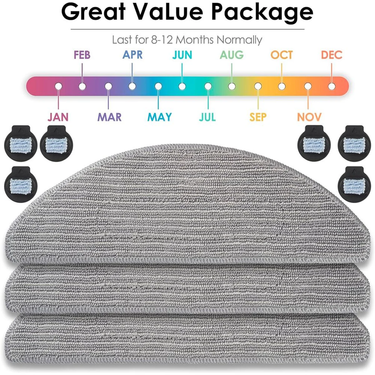 A26P 3 Mop Cloth + 6 Wicks for Irobot Roomba Combo J5 J5+ I5 I5+ J5 J5+ I5 I5+ Robot Vacuum & Mop, Replacement Accessories