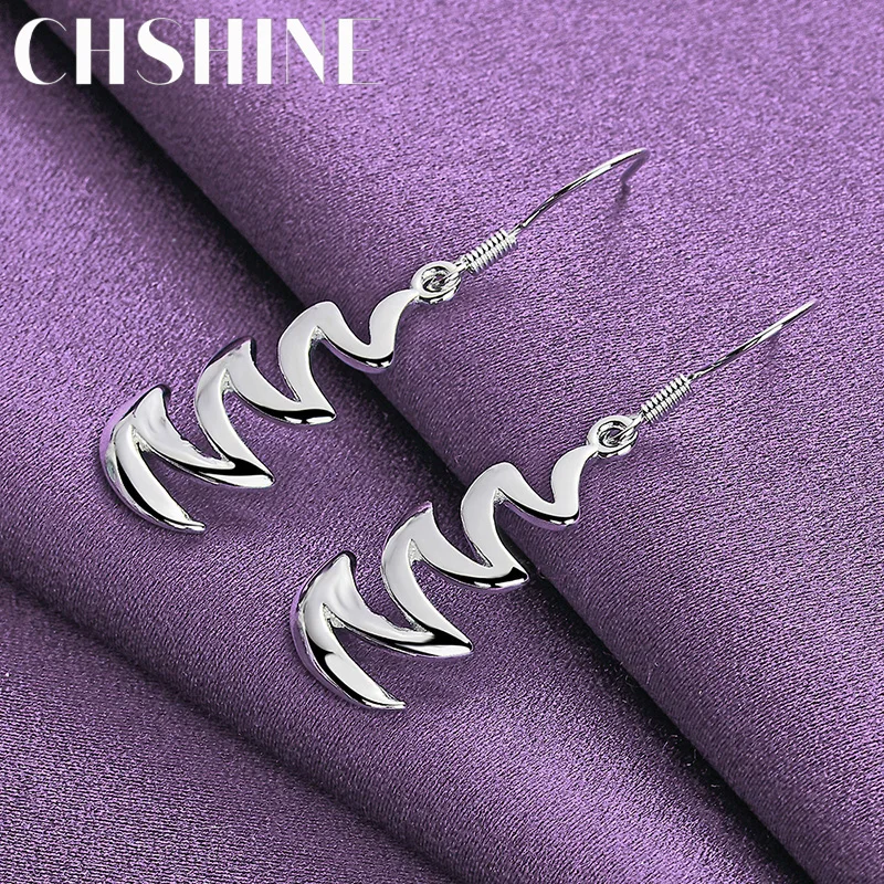 925 Sterling Silver Wave Pattern Earrings For Women Wedding Party Fashion Charm Jewelry