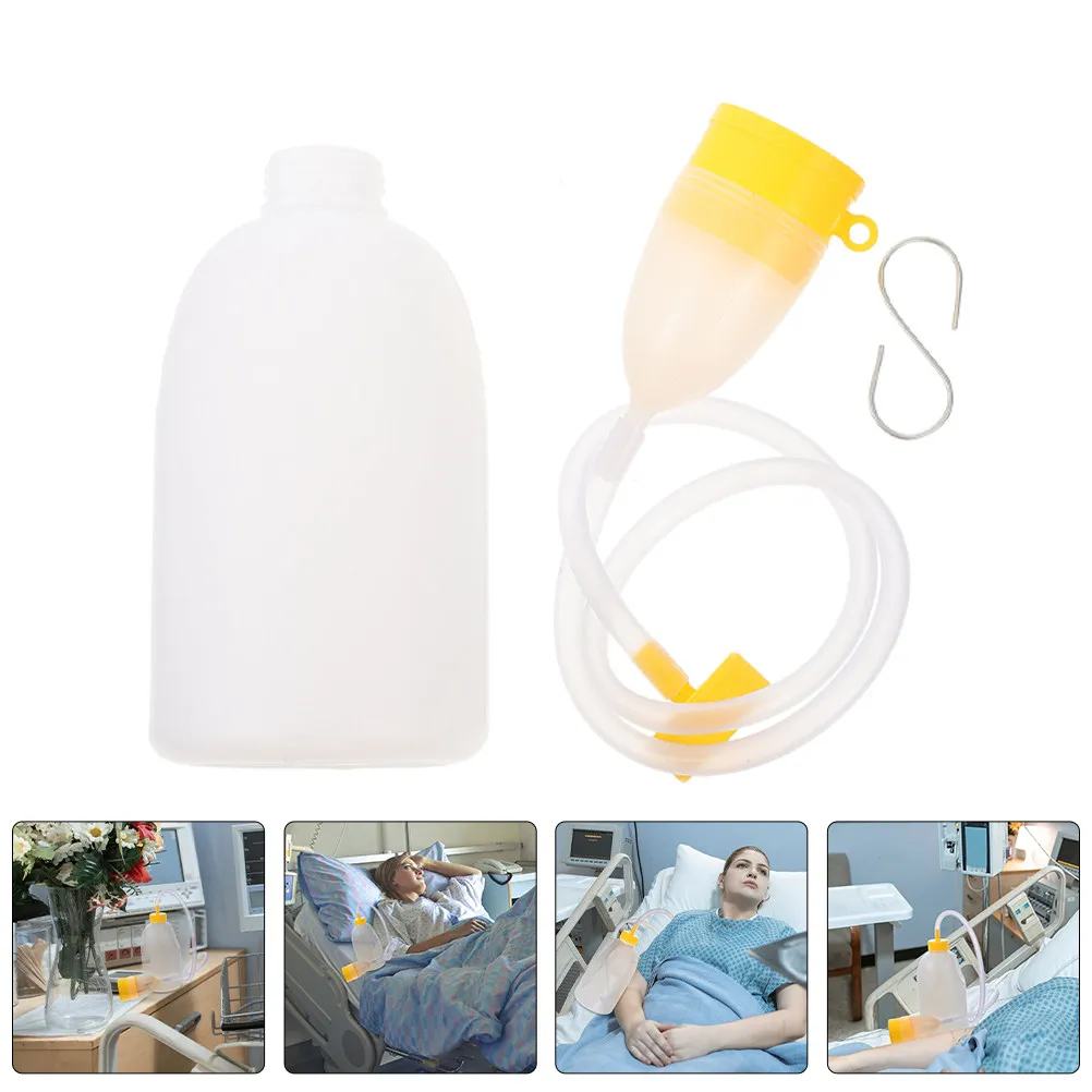 

2Pcs Reusable Urinal Bottle for Men Elderly Large Capacity Spillproof Lid Extended Tube Suitable for Home and Travel