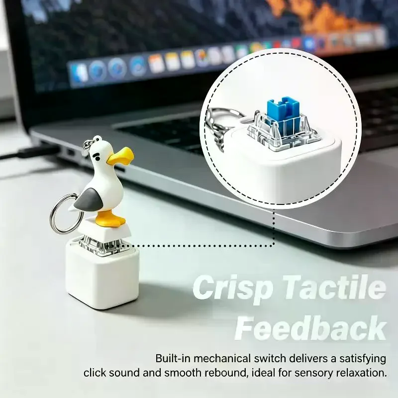 Mini Seagull Fidget Keyboard Keychain Funny Stress Relief Finger Press Toy for Students Office Workers Gifts