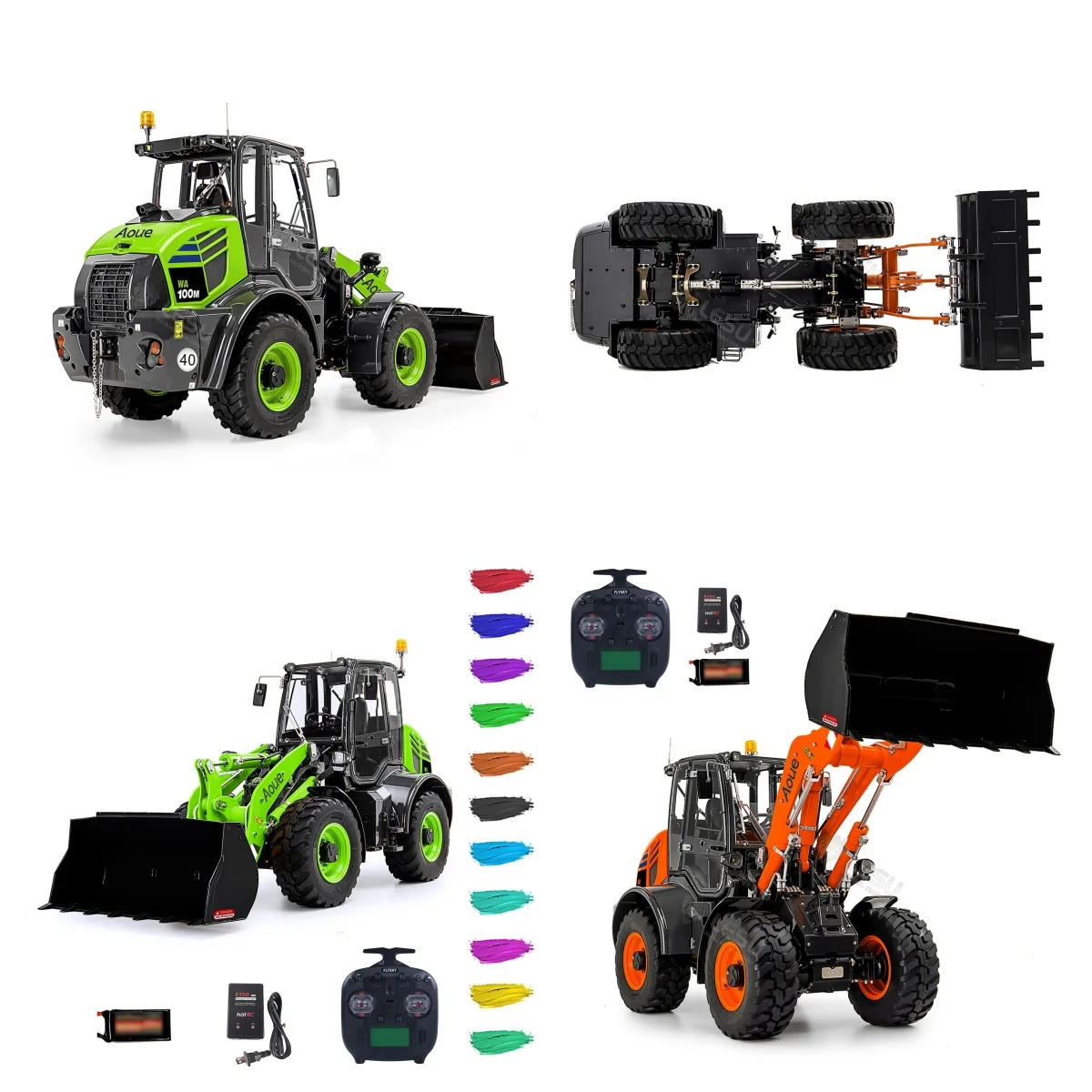 LESU 1/14 RTR DIY RC Hydraulic Loader Aoue WA100M-8 4X4 Metal Radio Control Axle Lock Sound Light ST8 Radio Construction Vehicle