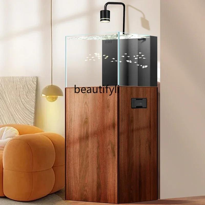 

D80 New fish tank ecological landscaping aquarium living room household wall ultra-white glass goldfish tank