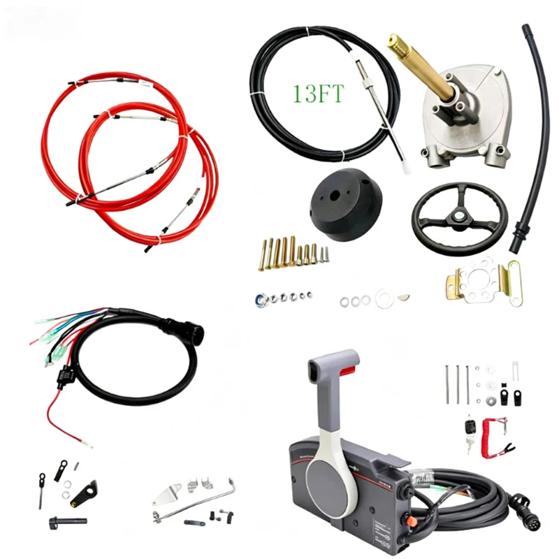 

Steering gear + steering wheel + throttle cable (13FT)+remote Control box Kit for Yamaha Outboard Motor 2T 30HP boat accessories
