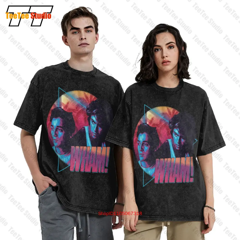 Wham George Michael Miami Vice Pop Music Neon Album Photo Vintage Oversized T-Shirt N9VV