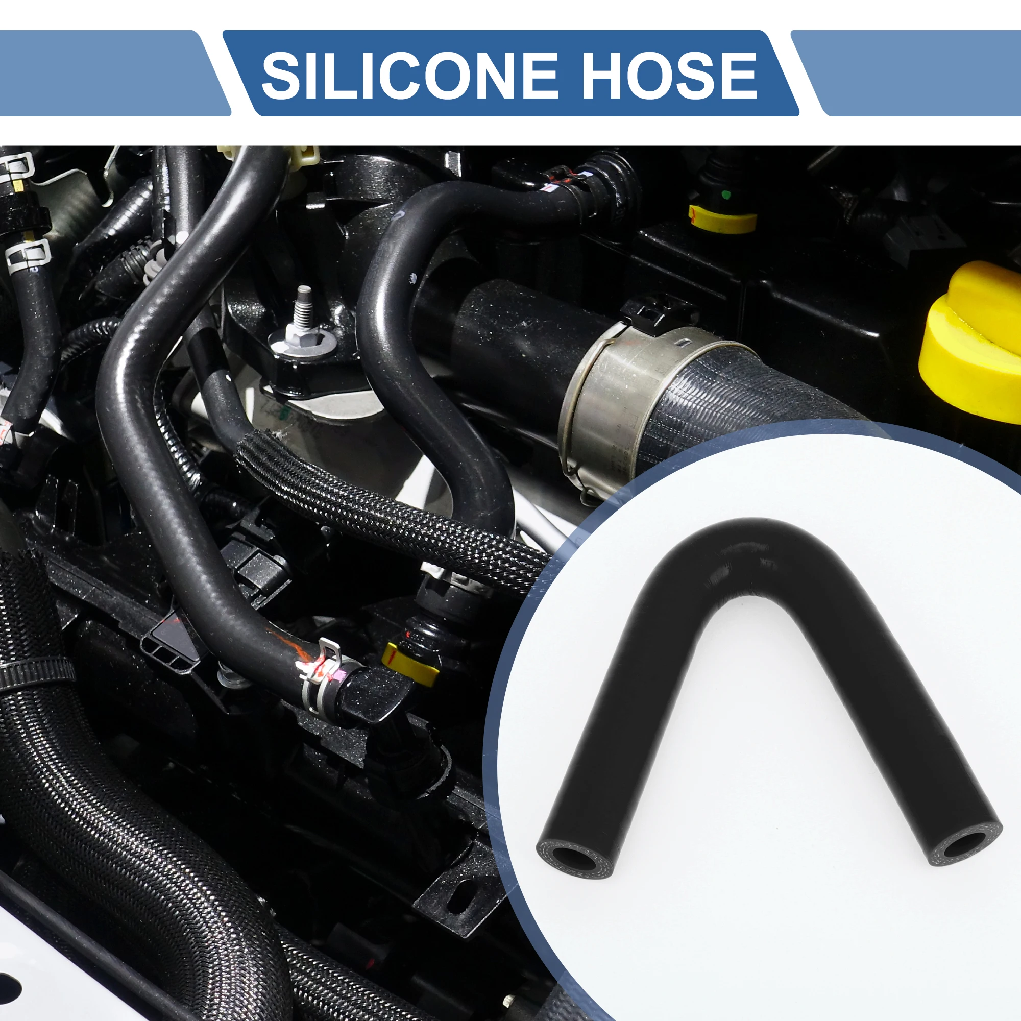 UXCELL 1 Set 13/16/19/22/25/28/30/34/38/41/45/48 113/16/18mm ID  Black Car Silicone Hose with Clamps Coolant Hose Universal