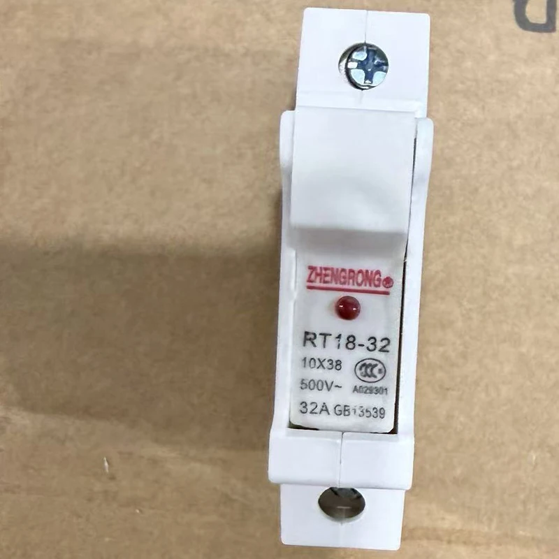 1P RT18-32X Plastic Fuse Base IEC Certified 1 Pole Supports New and Old Type Cylindrical Cap 32A 10X38 DIN Rail Fuse Holder Base