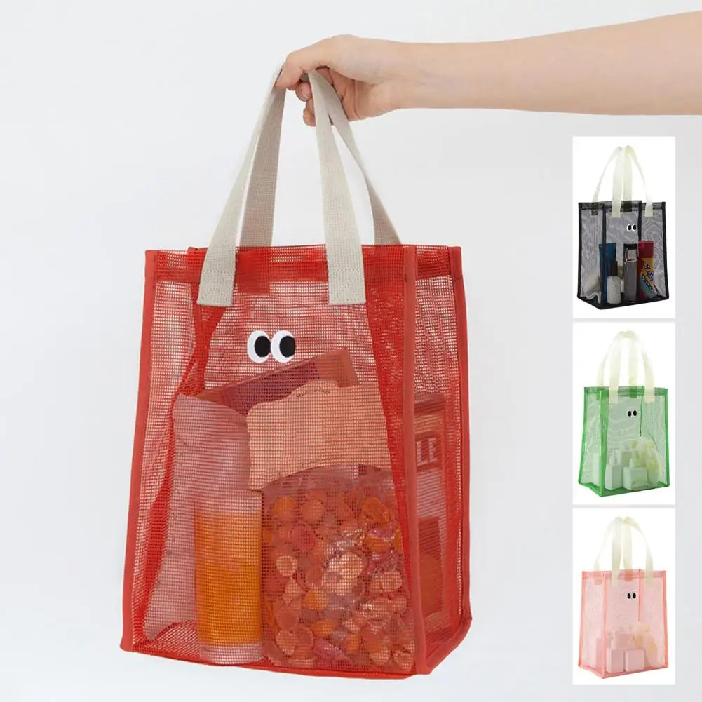 

Storage Bag with Handle Large Capacity Hollow Mesh Bags Breathable Multipurpose Clothes Toys Organizer Tote Bag