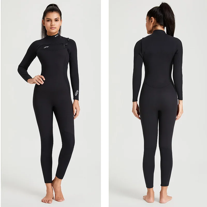 Wet Suits for Women Men Full Body 3/2MM Neoprene Wetsuit Diving Suit in Cold Water, Long Sleeves Chest Zip Thermal Swimsuit