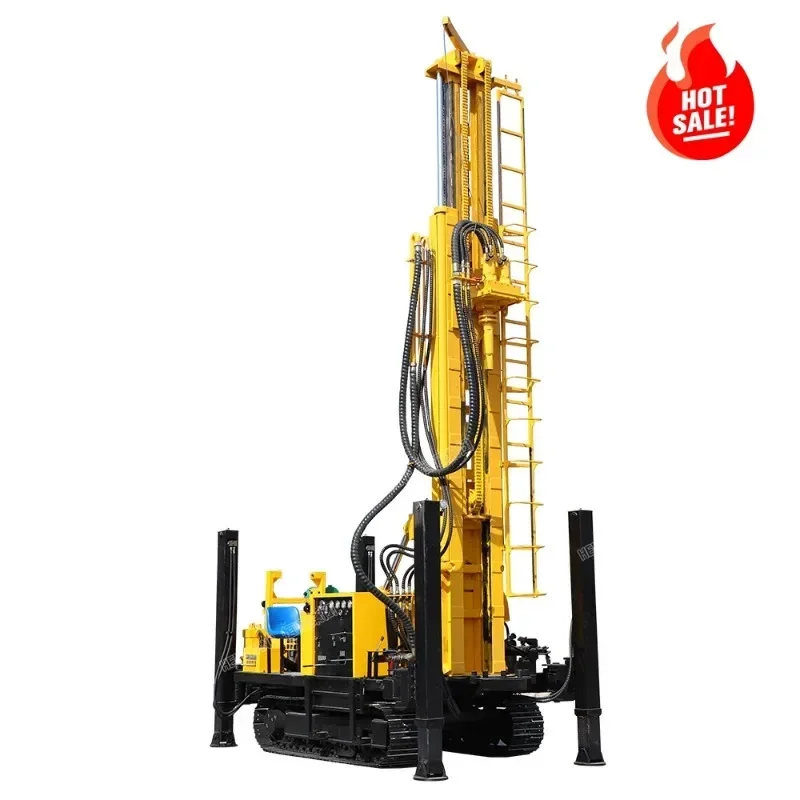 Excavator Diamond 300m Water Well Drilling Rig Deep Well China Trailer Air Compressor Pneumatic Rock