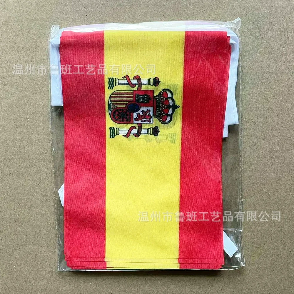 （TIKI FLAG）20pcs/lot Spain bunting flags 14x21cm Pennant Spain String Banner Festival Party Holiday for decoration