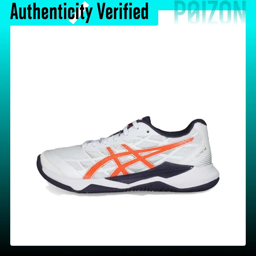 ASICS Gel Tactic 12 Abrasion Resistant Low top Badminton Shoes Unisex White Orange 1073A071-102