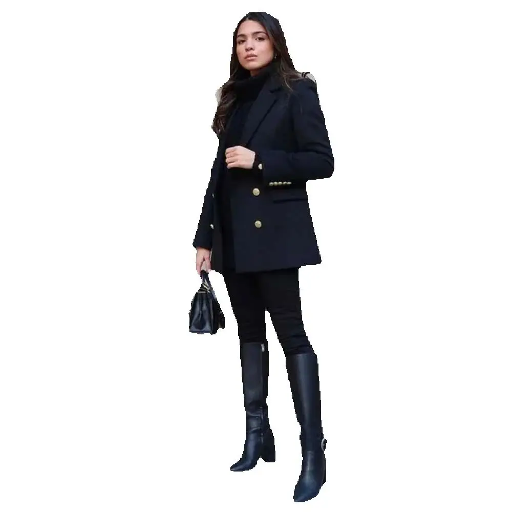 Elegant Black Suits for Women Double Breasted 2 Piece Jacket Pants Female Clothing Formal Smart Office Lady's Blazes Sets