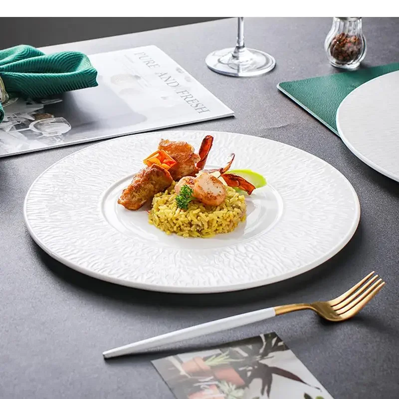 

Ceramic Pasta Steak Plate Dinner Plates Round Solid Color Tableware Sashimi Sushi Dish Household Restaurant Pastry Dessert Trays