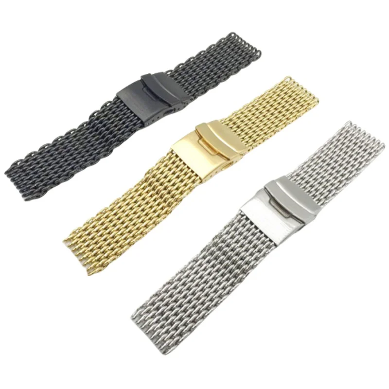 Großhandel 10 teile/los 18mm 20mm 22mm 24mm massiver Edelstahl 304 Uhren armband Uhren armband Mesh Web