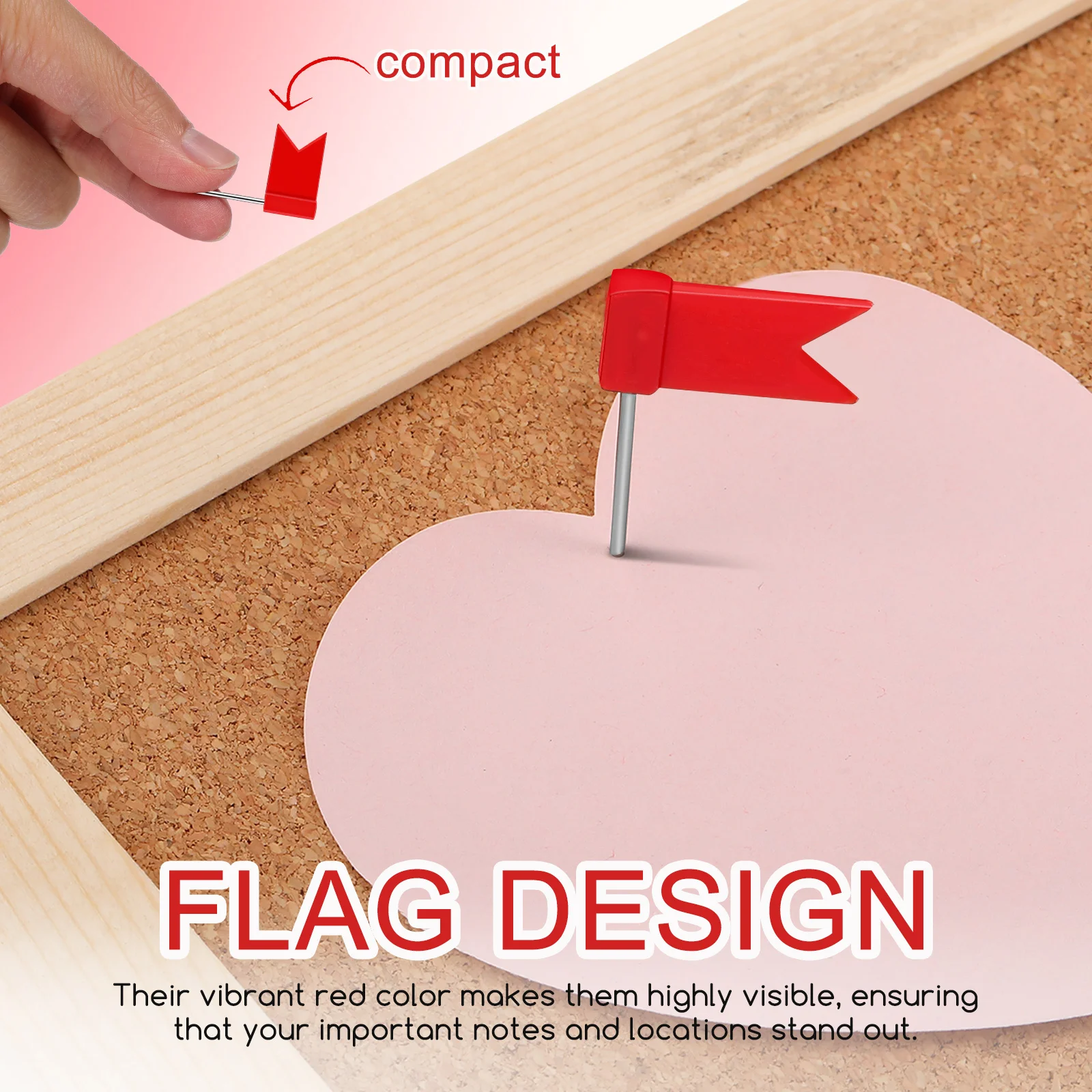 50 pièces punaises drapeau rouge punaises en fer punaises de marquage de carte pour planche de liège bureau école maison petites punaises de dessin