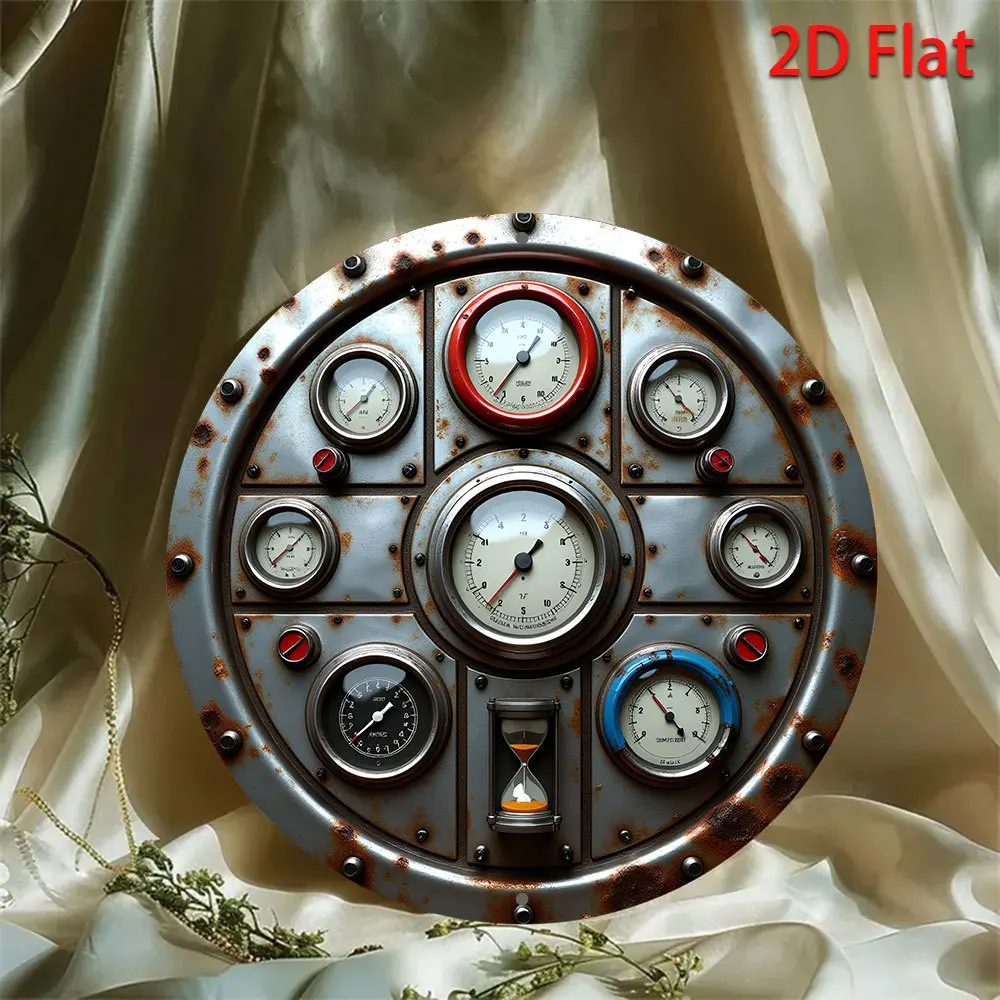 Vintage 2D Flat Aluminum Wall Art 8 Inch Round Waterproof Durable Metal Sign Retro Fire Station Dashboard Decor For Office