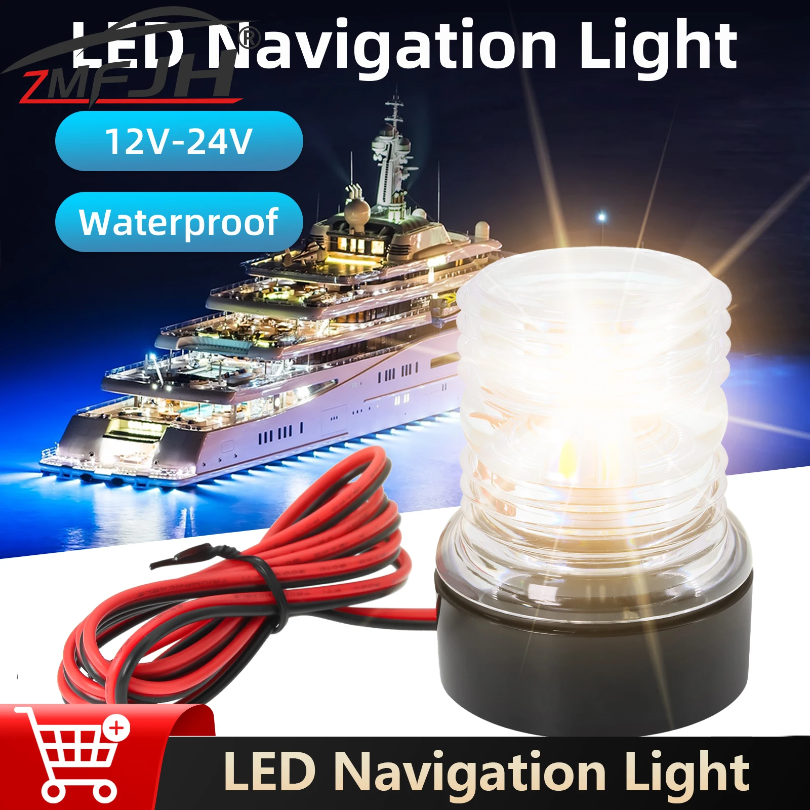 

LED Marine Boat Anchor Light Navigation Light All Round 360 Degree Red/White/Green Sailing Light Marine Boat Accessories 12V 24V