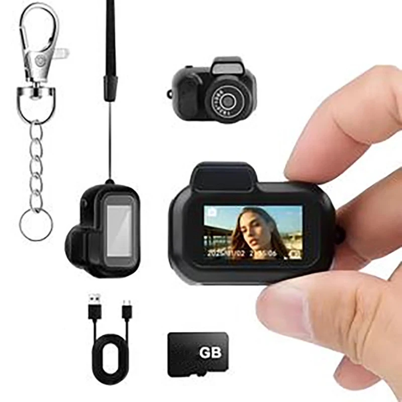 8MP Mini Keychain Camera Photo Tiny Digital Body Cameras Thumb Cam DV Micro Camcorder Support SD Card With Screen for Kids