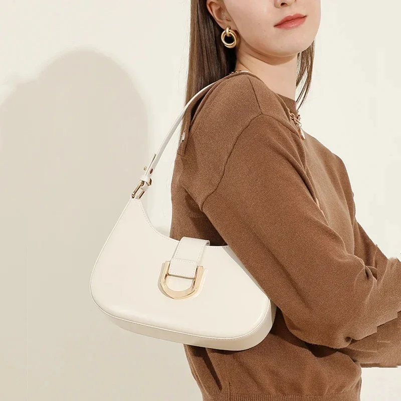 Elegant PU Crescent Shoulder Bags for Women 2025 Luxury Designer Crossbody Purse Underarm Ladies Handbags