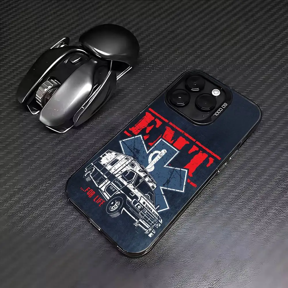 Ambulance EMT EMS Phone Case For iPhone 17,16,15,14,13,12,11,Pro Max,Plus Candy Silver Cover