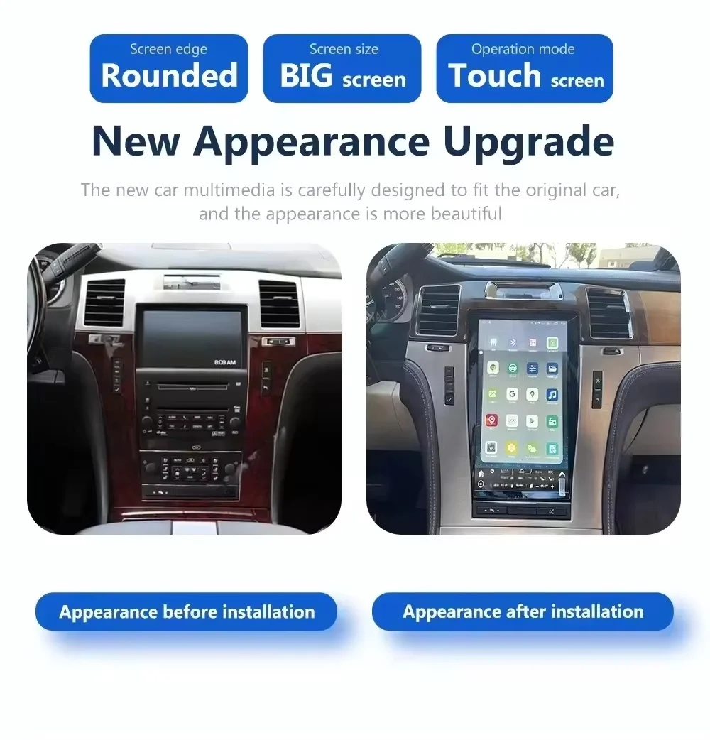 H Touch screen Bluetooth 5.0 For cadillac escalade 2004-2017 Android 14 CarPlay Multimedia GPS Navigation 13.6 ”  head unit