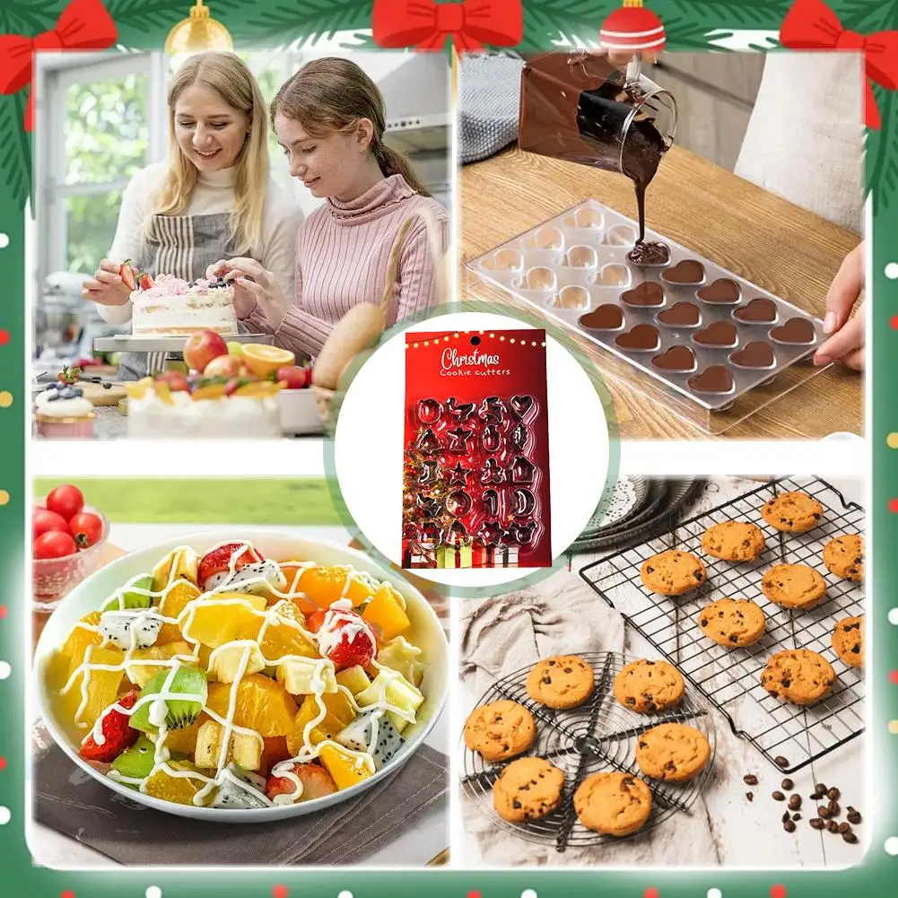 20Pcs/Set Cookie Cutter Biscuit Molds Stainless Steel DIY Mini Christmas Deer Head Snowman Molds  Tools Fondant Gingerbread Man