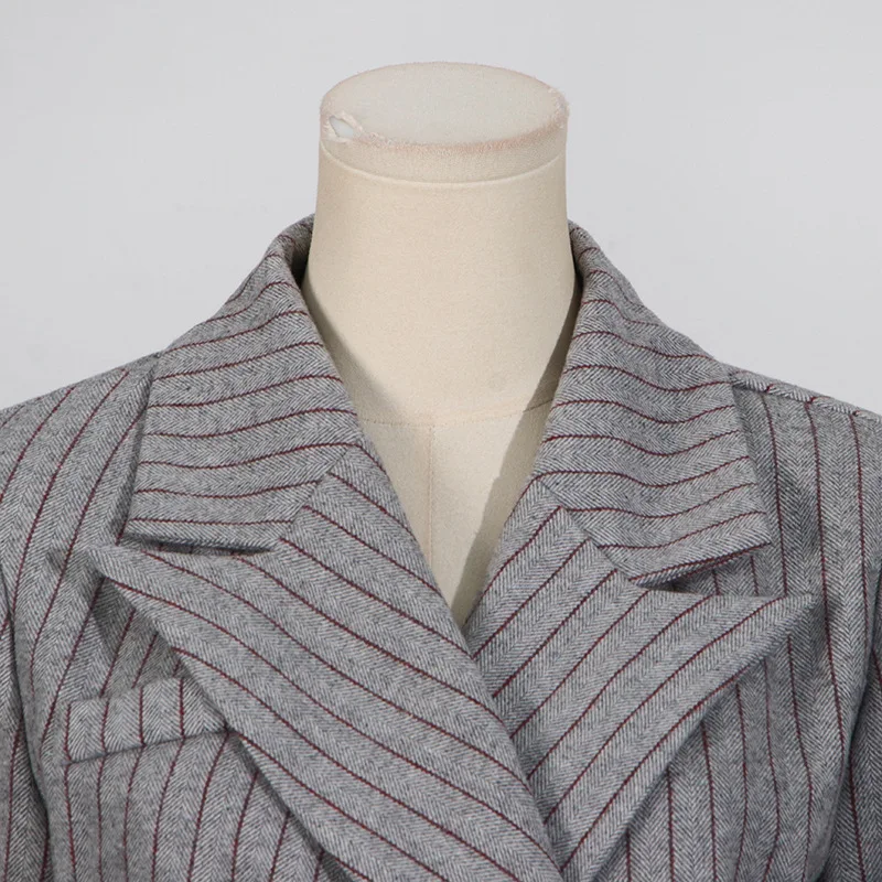 ZOCI Oud Geld vrouwen Gestreepte Onregelmatige Blazers Mode Pak Jassen Vrouwelijke Revers Jassen Kantoor Dame Pak 2025, Herfst Nieuwe