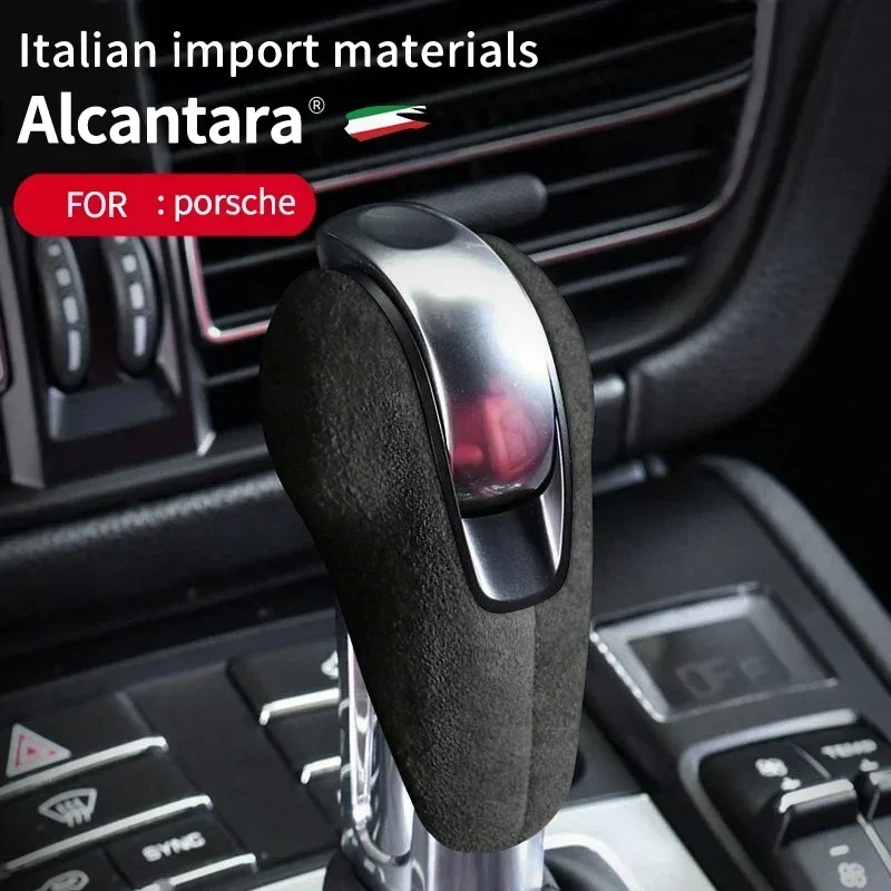 Top Suede Wrap Car Gear Shift Knob Trim Sticker Cover For Porsche Cayman Panamera Macan Boxster 718 911 Interior Accessories