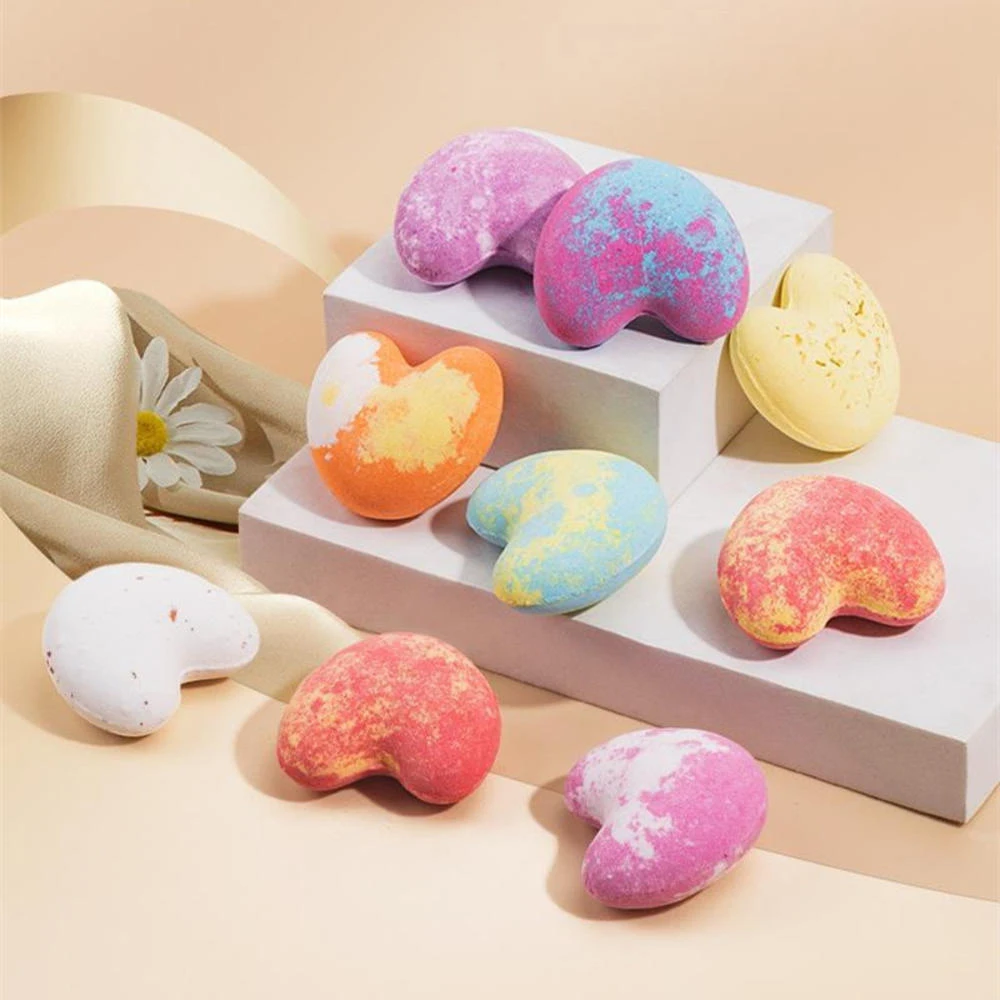 Love Heart Bath Salt Ball Essential Oil Aroma Bath Ball Stress Relief Exfoliating Moisturizing Bath Bombs Relaxing Spa