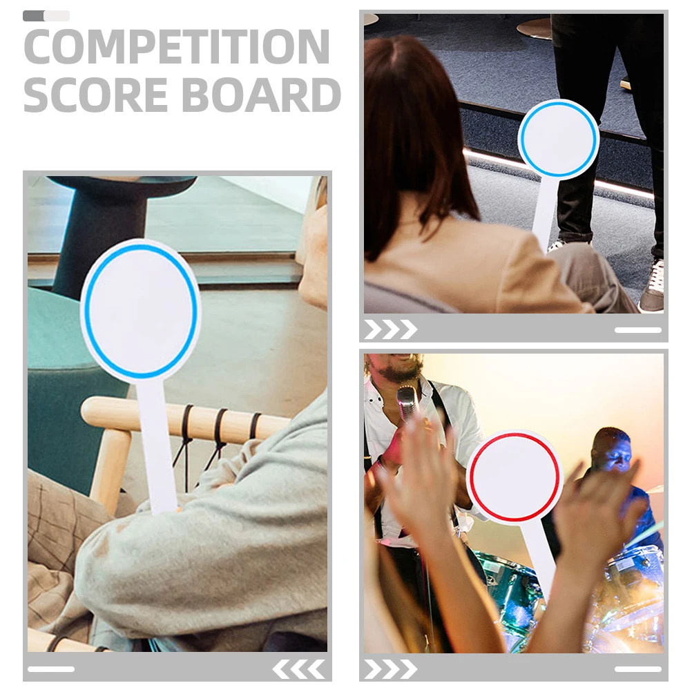 

2Pcs BlueRed Circle 10x20cm Foams Whiteboard Scoring Board Handheld Voting Paddle Erasable Game Board Quick Response Classroom