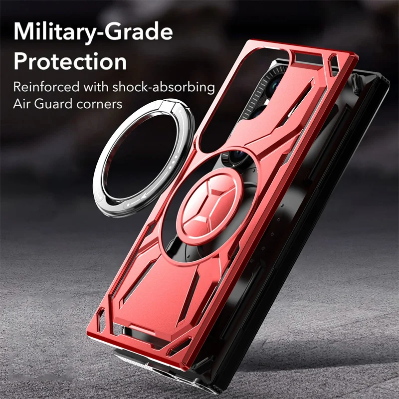 Armor Funda For Samsung Galaxy S24 Ultra Case Magsafe Wireless Charge Cover For Galaxy S24 S 24 + Plus Magnetic Ring Stand Coque