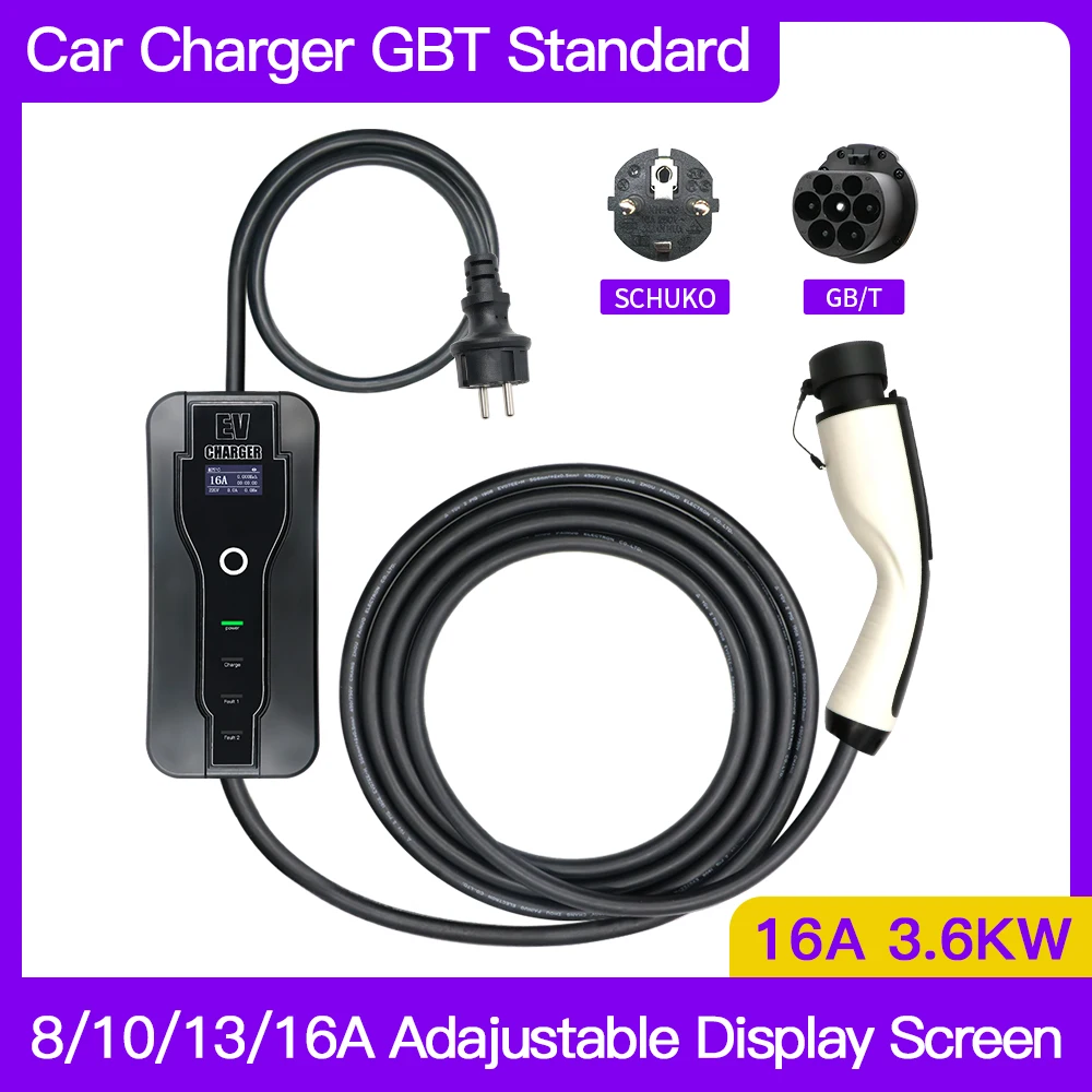 

16A GBT EV Charger EVSE Home Portable Electric Vehicle Car Charging EU Plug 5m Cable for VW ID6 Pure 7 Seater/VW ID4 Pure Plus