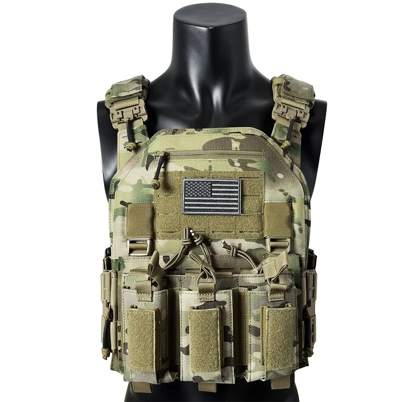 avancado nylon tactical vest com duplo triplo revista bolsa corte a laser modular sistema molle liberacao rapida 0305 1000d 01