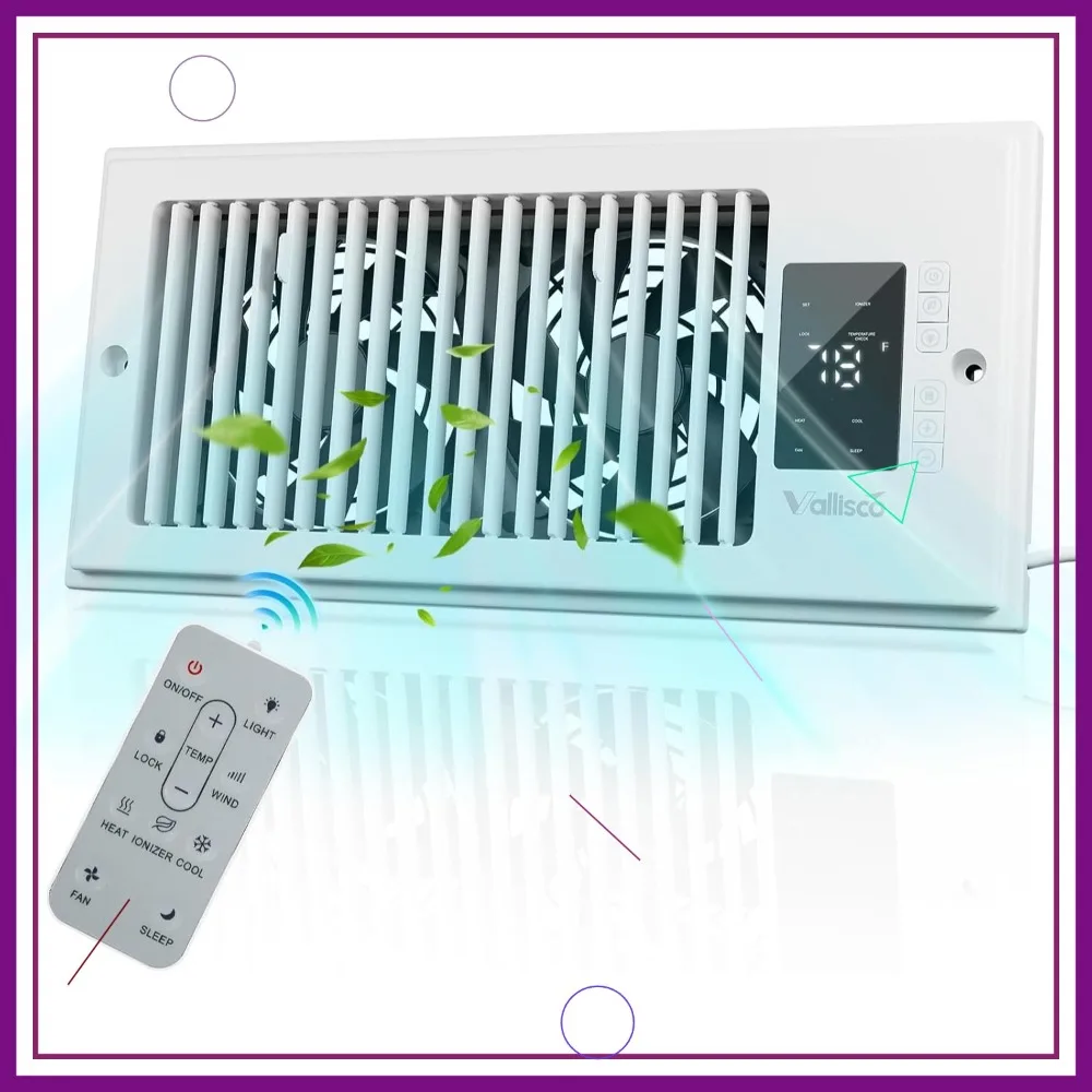 

4x10 Quiet Vent Fan with Negative Ion, Thermostat & Remote - Enhances Heating/Cooling Efficiency for Home Comfort, White