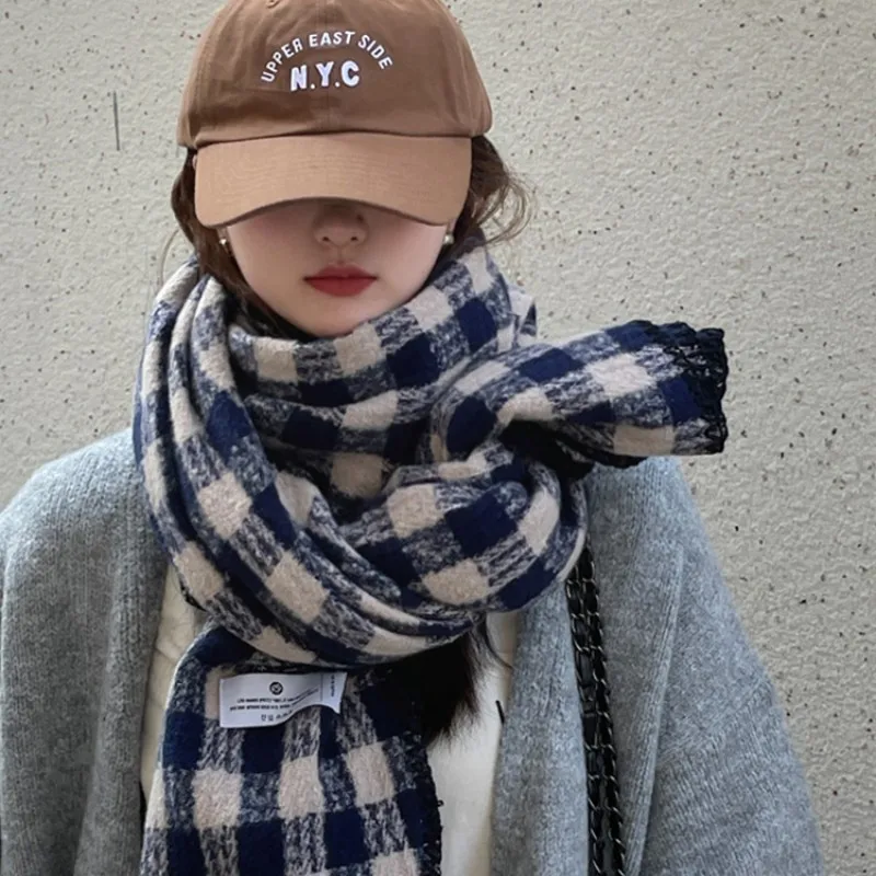 Women Winter Cashmere Scarf with Warm Long Wraps Scarf Autumn Scarf England Classic Plaid Cashmere Scarves Fashion Luxury Shawl