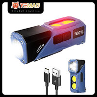 YEMAO MINI USB Rechargeable LED Flashlight Portable Tail magnet flashlight Super Bright Camping Lantern Side COB emergency light