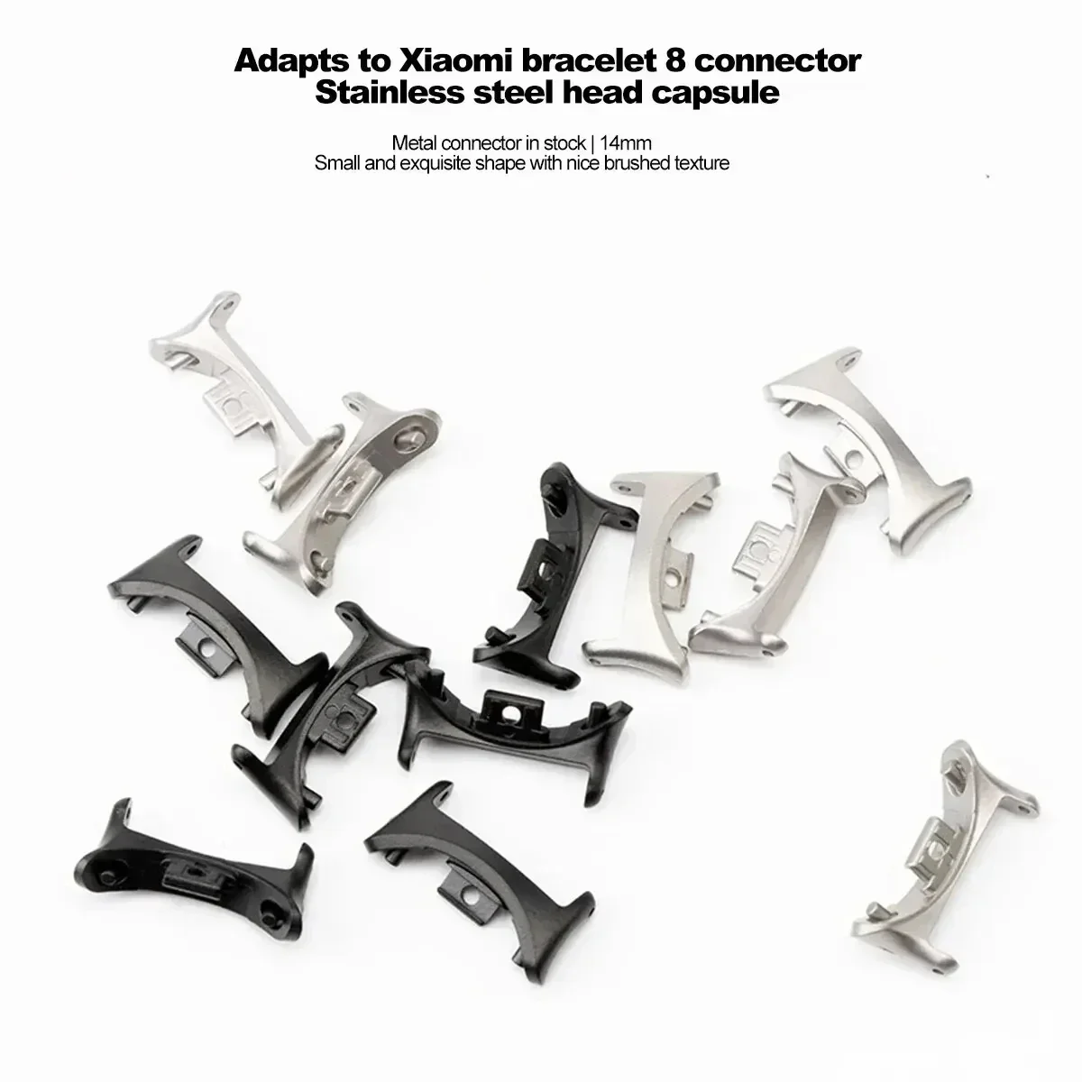 Connectors for Xiaomi Mi Band 8/9 Wristband Metal Head Adapters Mi 8 9 Band Connector Stainless Steel Compatible with 14mm Strap
