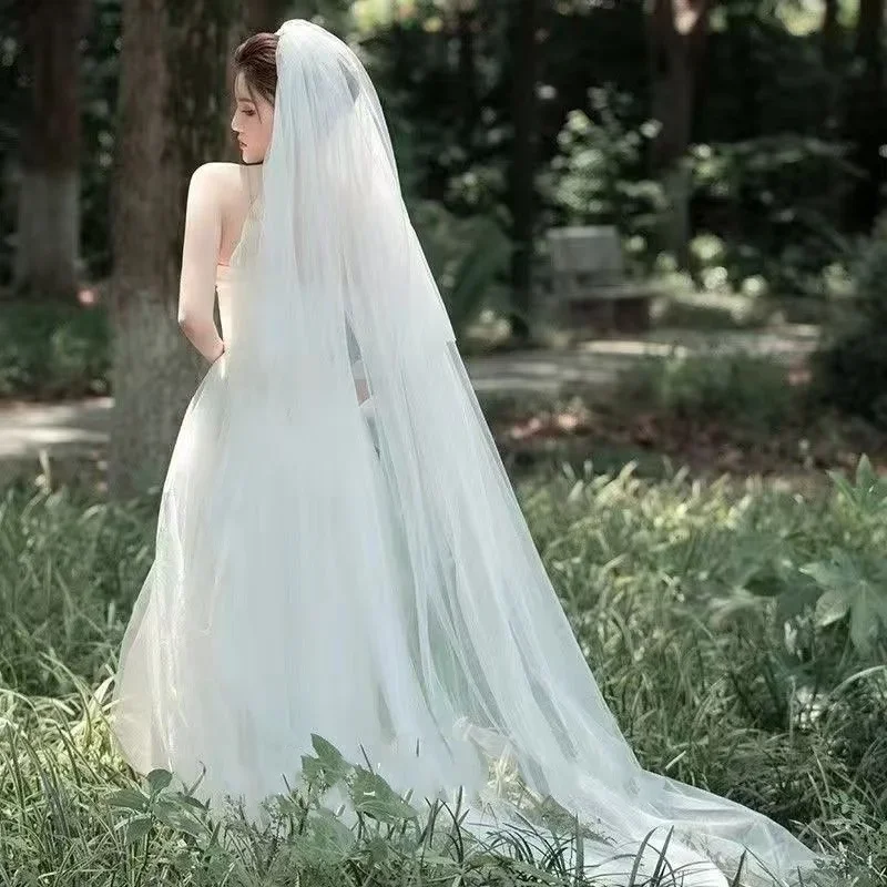 Wedding Veil Cut Edge Bridal Veils Women's Extra Long Wedding Headpiece Wedding Hair Accessories Soft Tulle