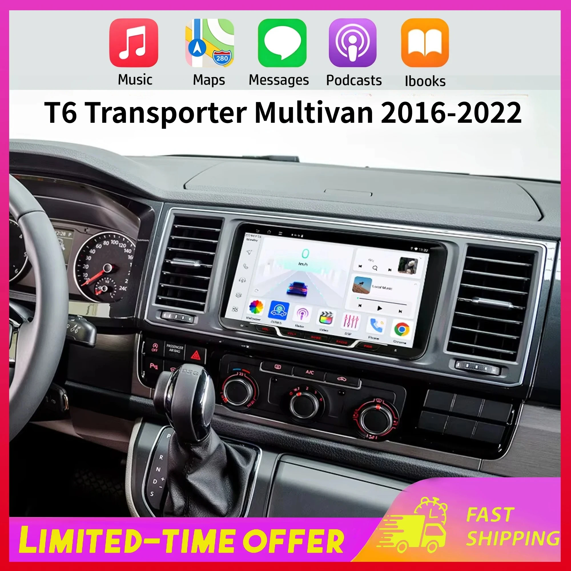 Für 2016-2022 Volkswagen T6 Transporter Multivan Android13 Navigation 9 Zoll mit CarPlay/Android Auto Funktionalität 2+32GB