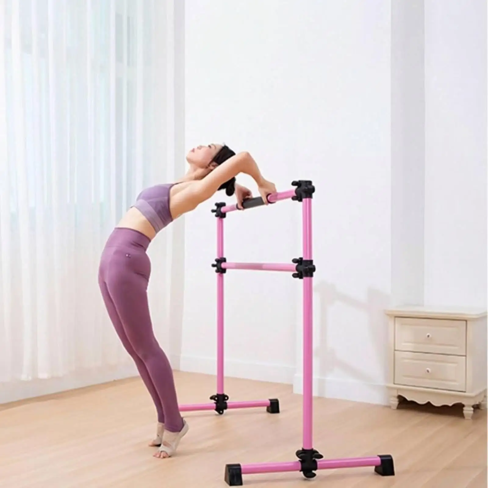 Barra de Ballet de Acero Ajustable y Portátil para Estiramiento, Uso en Casa o Estudio, con Estructura de Soporte Estable