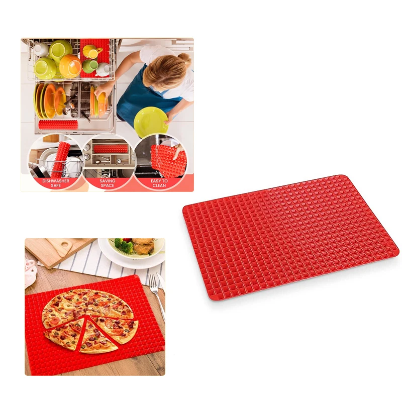 Silicone Baking Mat Pyramid Sheets Cooking Pan Best Healthy Fat Reducing Nonstick Mat with Grid for Oven Grilling BBQ Roasting