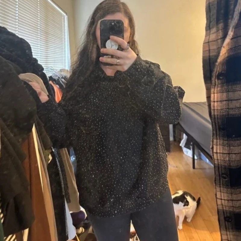 Y2K الخريف والشتاء للجنسين الشارع الشهير حجر الراين تصميم فضفاض هوديي، ملابس أزياء الشارع، الزي هالوين، سحب فضفاض دافئ