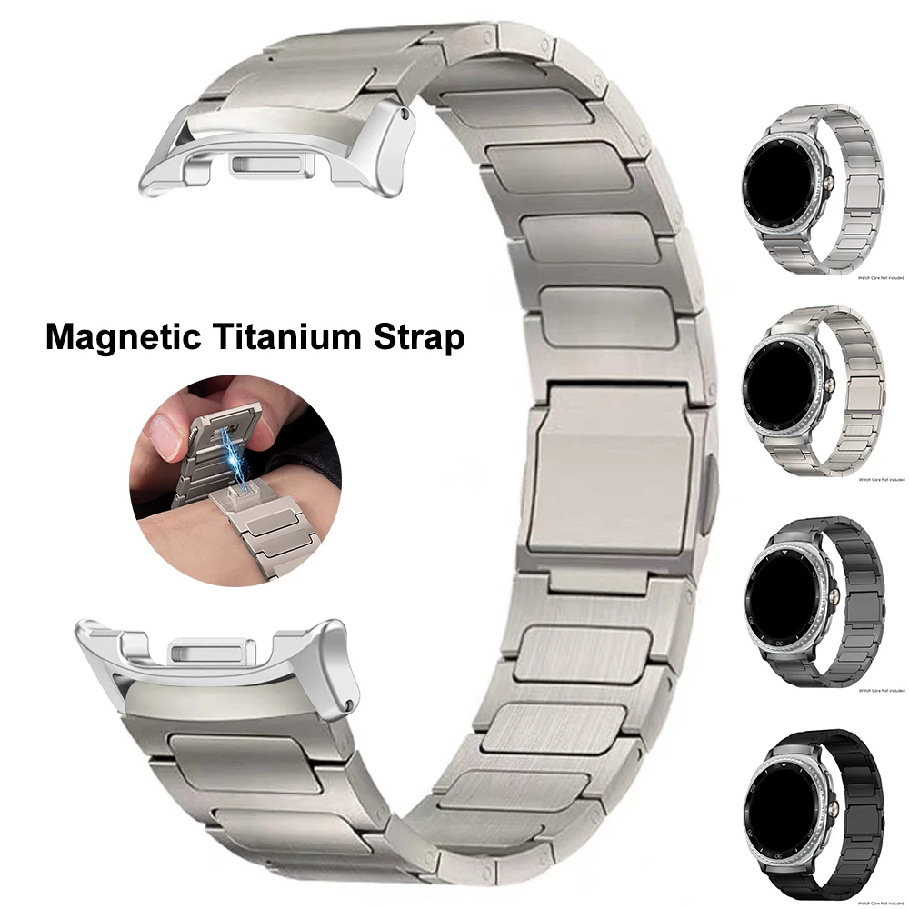 حزام تيتانيوم مغناطيسي لساعة سامسونج جالاكسي 8 40 ملم 44 ملم سوار عمل فاخر لساعة جالاكسي 8/ 8 كلاسيك 46 ملم