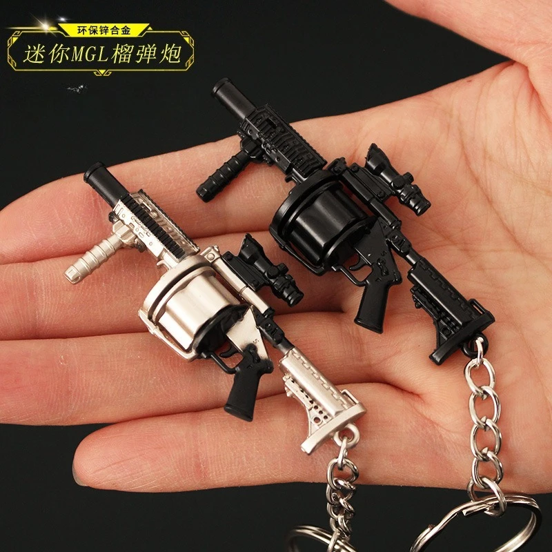 New 7cm Mini Metal Pendant Alloy Small Grenade Launcher Keychain Decompression Small Toy Ornaments Men's Gift