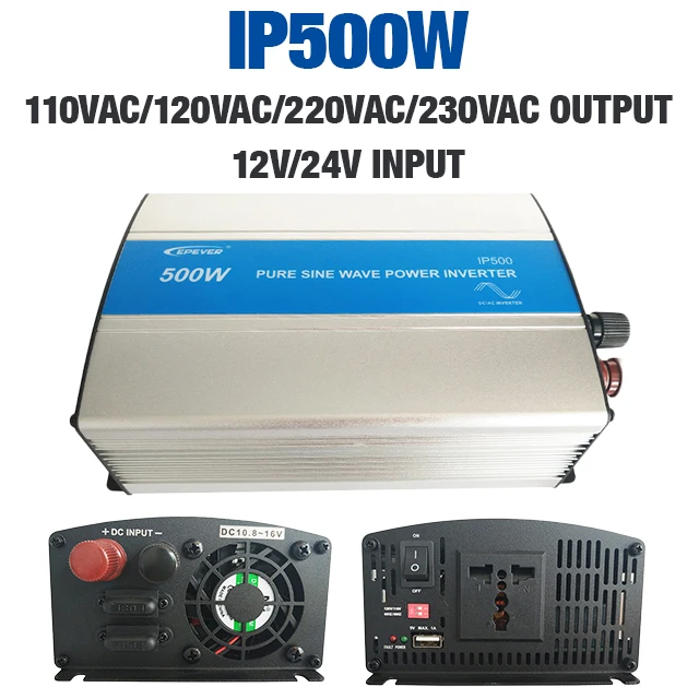 Epever 500 Watt 12/24Vdc do 110/120Vac 220/230Vac z wbudowana bateria ładowarką falownik solarny falownika sinowalnego