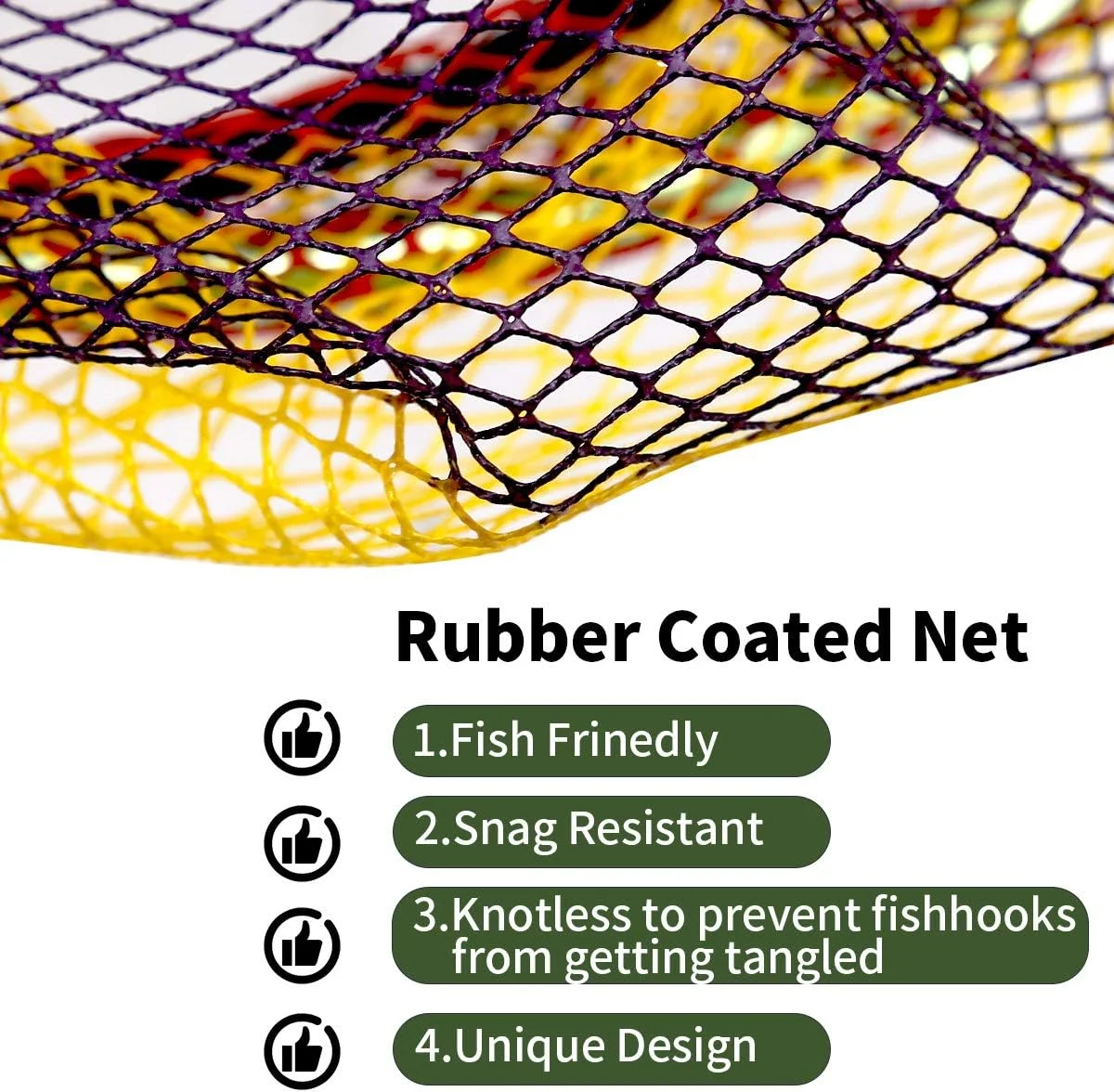 SAN LIKE Fishing Net Fish Landing Net Collapsible Fish Net with Anti-Slip Telescoping Rubber Pole Handle for Kids Adults - view 4