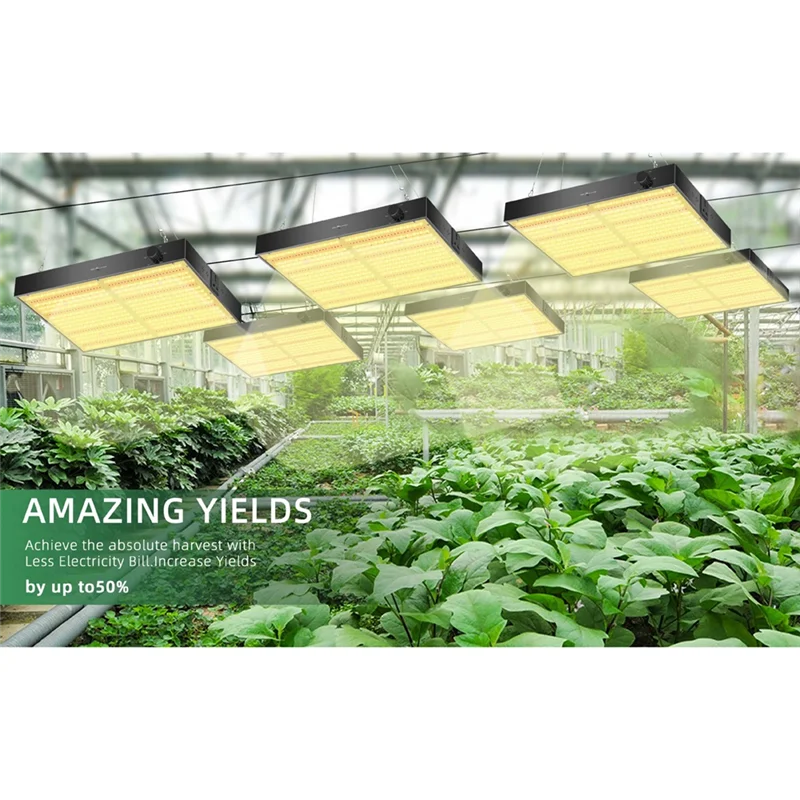 300W PB3000 LED Grow Light Full Spectrum Withdimmable Silent Fan Forindoor Plants Flower Vegetable Seedling Lighting US Plug