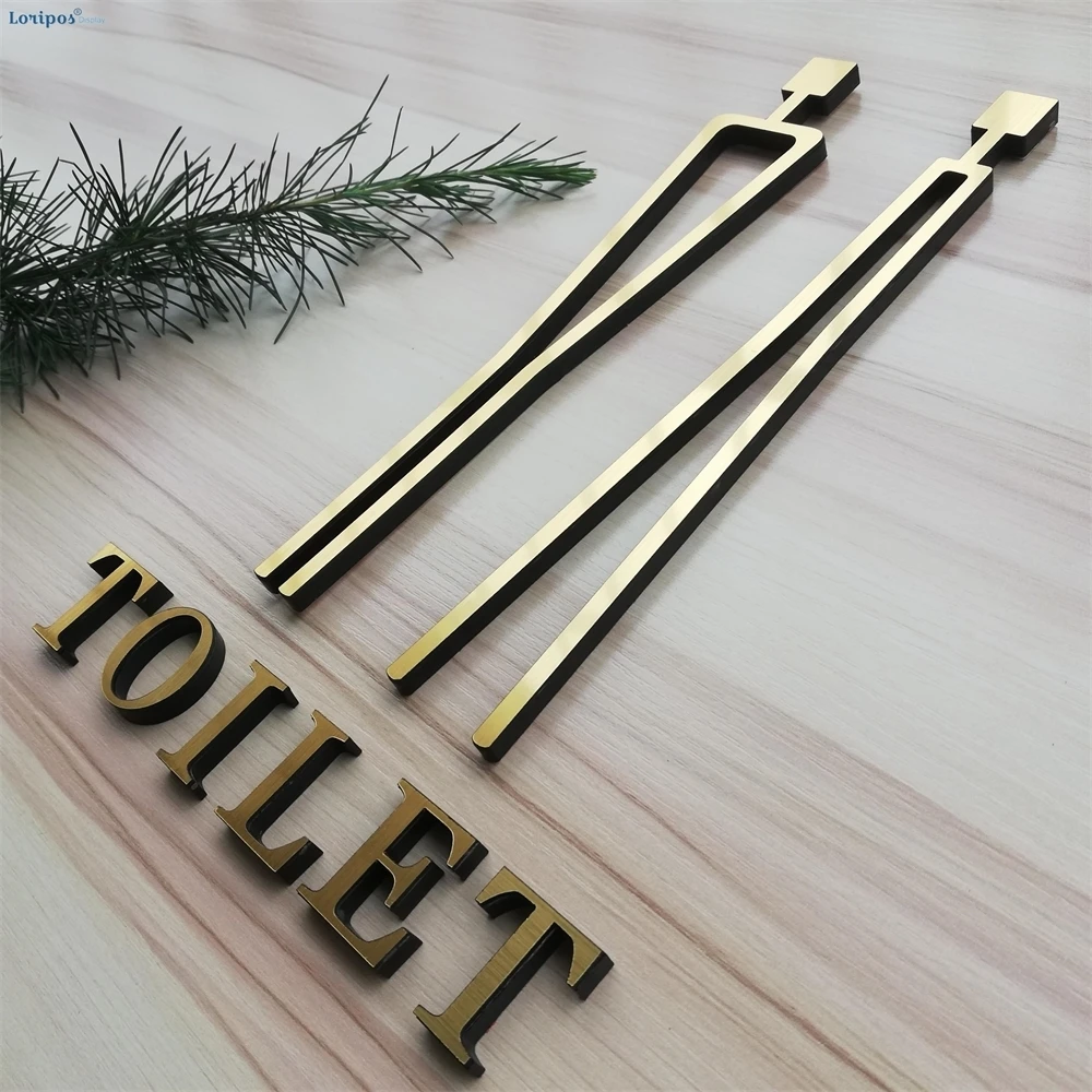 Customized Logo Mark Letter Block Fake Metal Surface Acrylic Wc Sign High End Toilet Door Sign Plate Signage Icon Wall Sign Tag