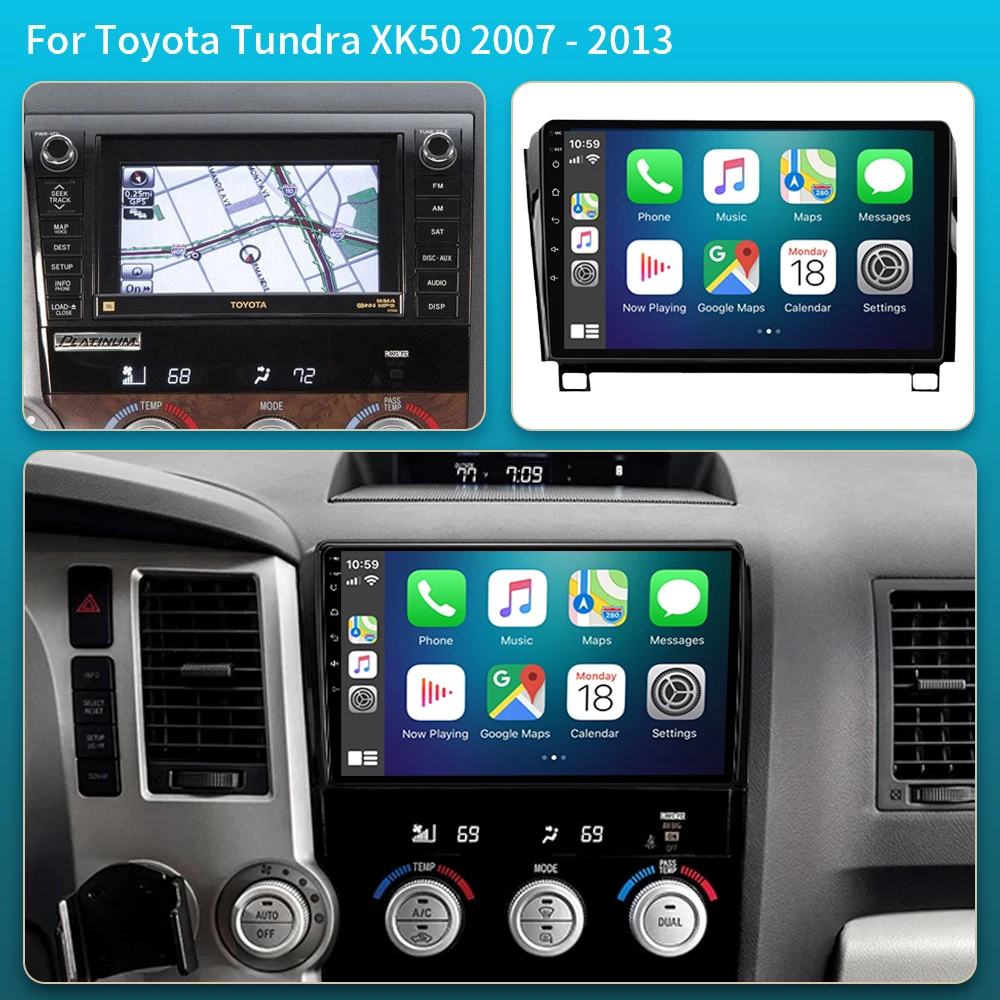 Android 16 Car Radio For Toyota Tundra XK50 2007-2013 Sequoia XK60 2008-2017 Multimedia Video Player Navigation Stereo GPS Audio